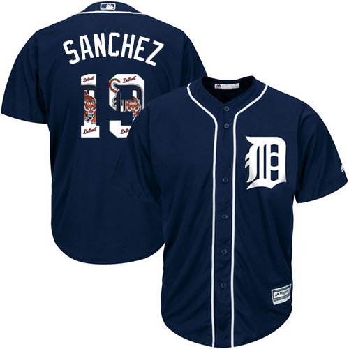 Tigers #19 Anibal Sanchez Navy Blue Team Logo Fashion Stitched MLB Jersey